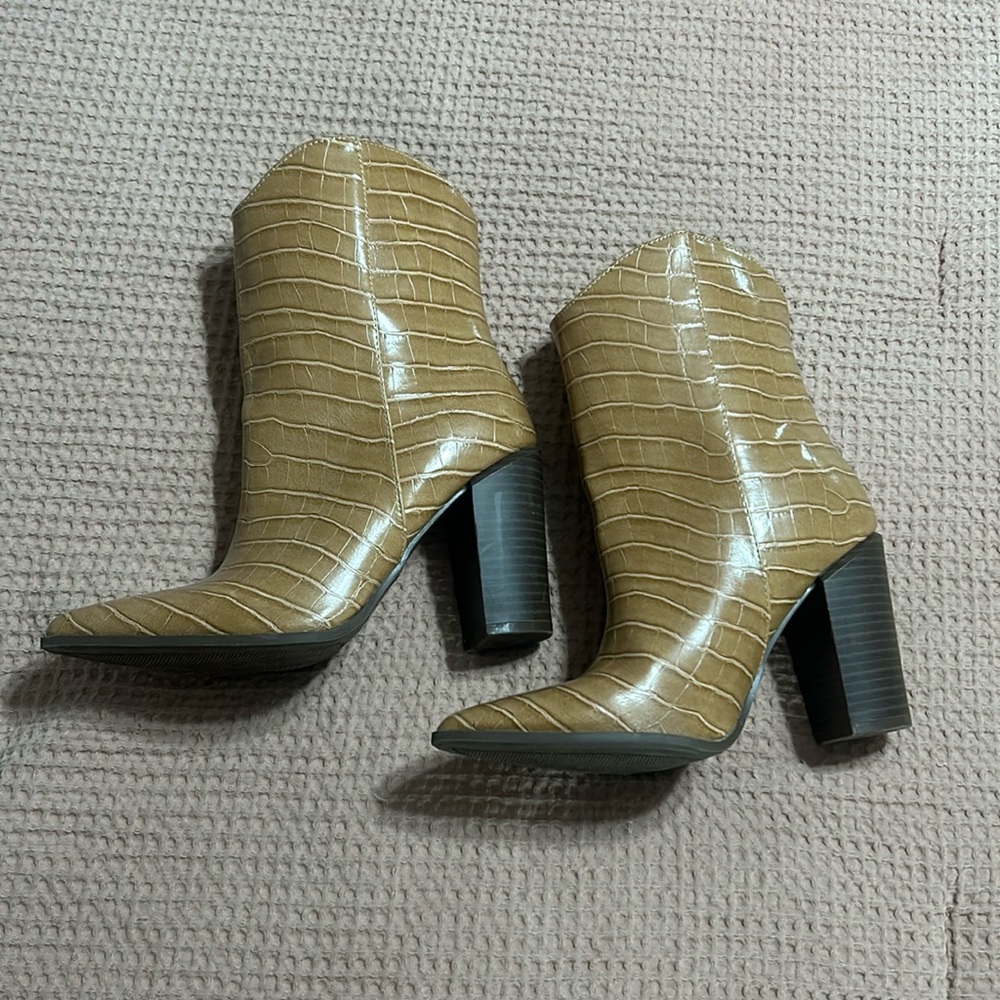 Faux leather, western style croc boots